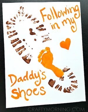 following in my daddy's shoes footprint card