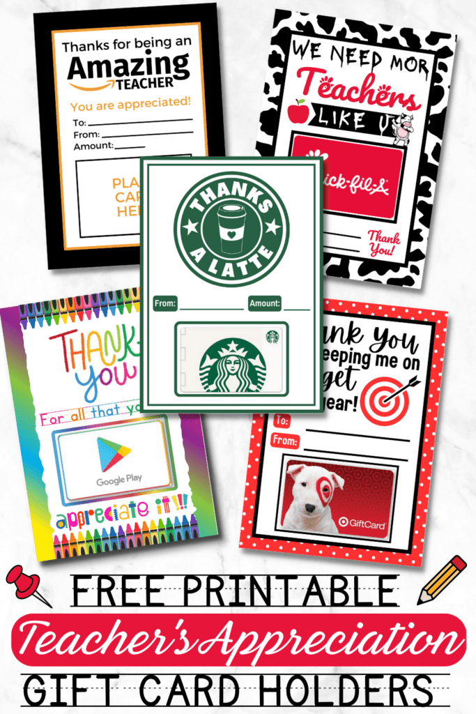 free printable teacher appreciation gift card holders