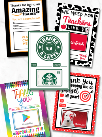 free printable teacher appreciation gift card holders