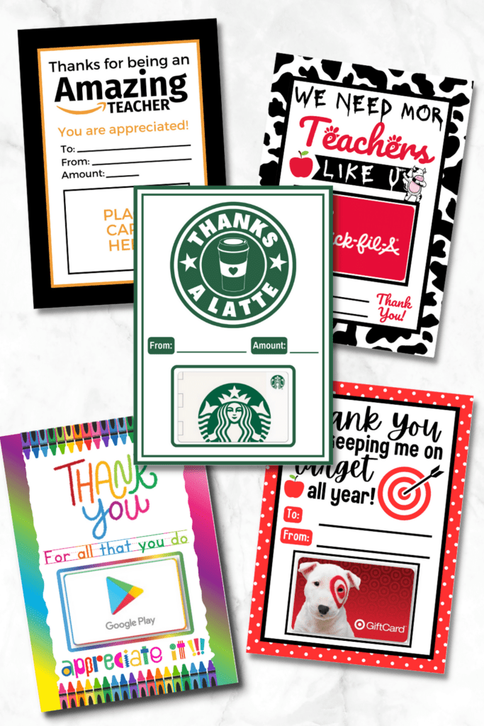 free printable teacher appreciation gift card holders