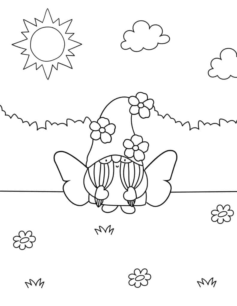 gnome fairy in the woods coloring page