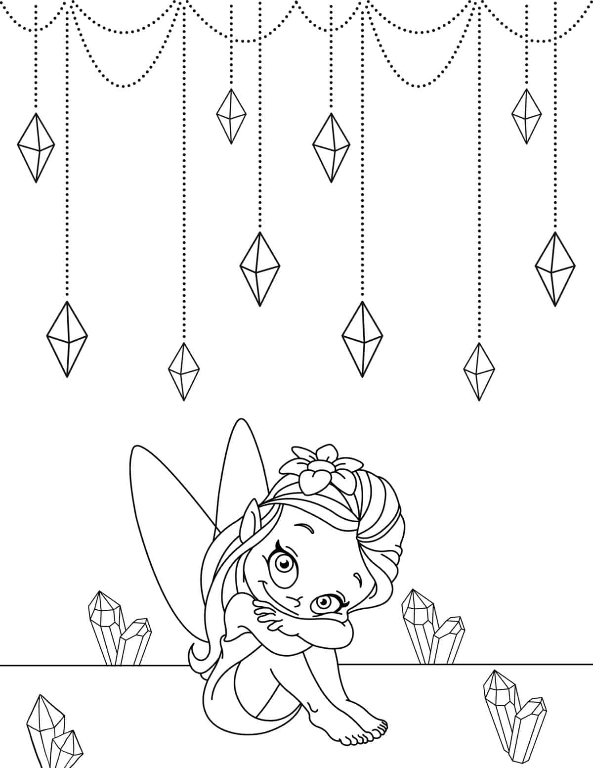 Fairy Princess's Sparkling Crystallized Realm coloring page