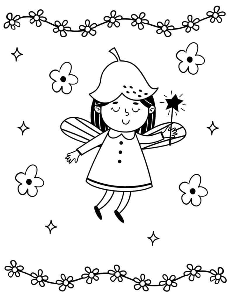 flower fairy child coloring page