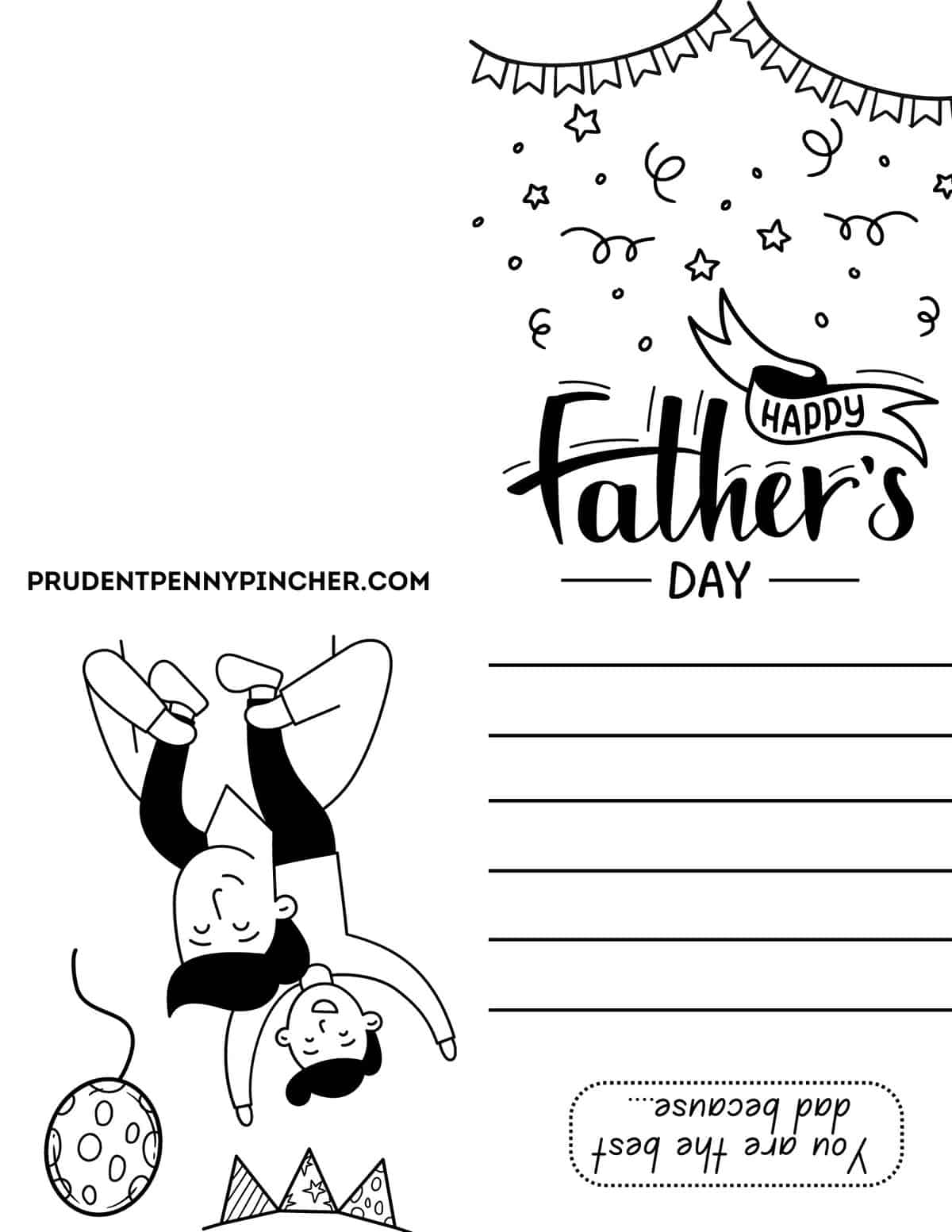 happy Father's Day coloring page card for kids