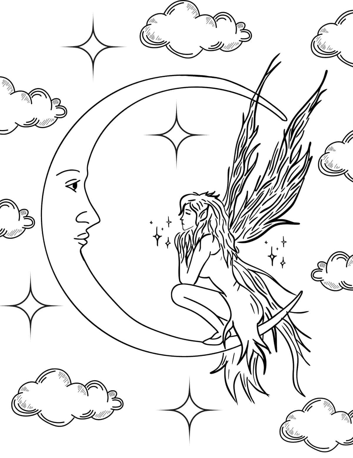 fairy staring at the moon