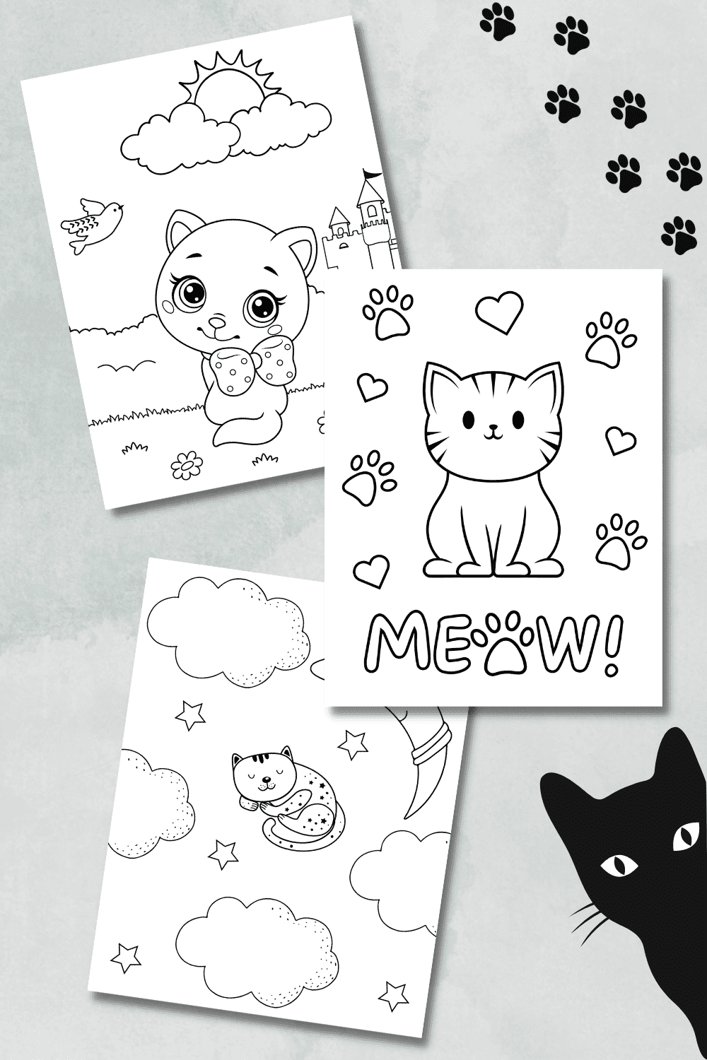 free printable cat coloring pages for kids and adults