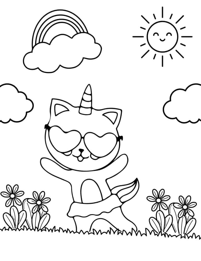 cat dancing in a flower filled field