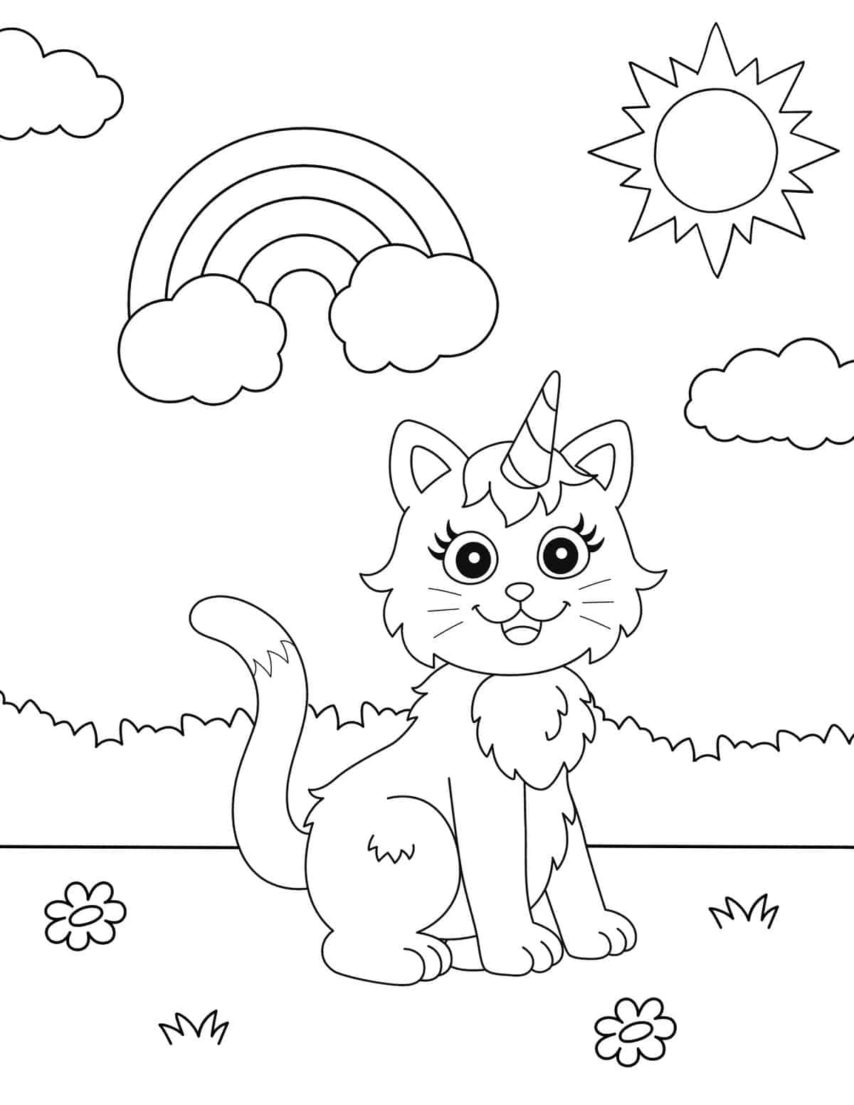 unicorn cat coloring page