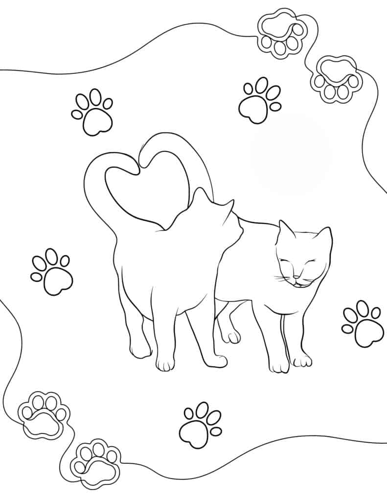line art cat coloring page