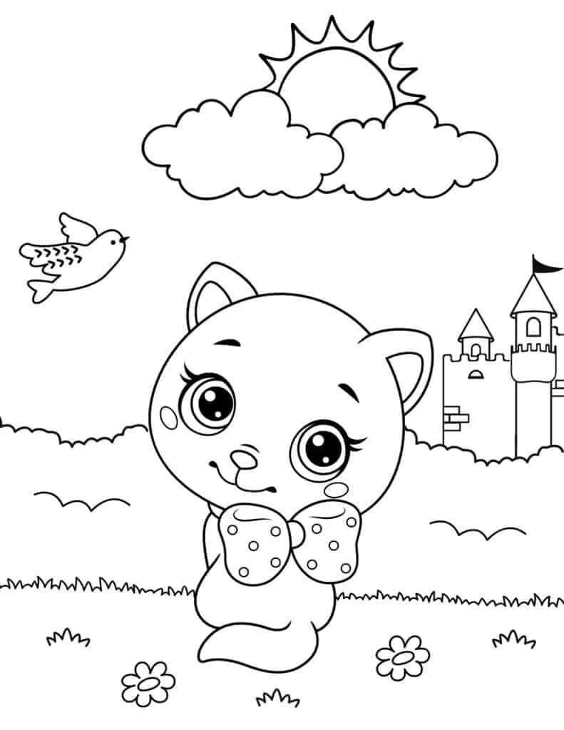 pretty cat coloring page