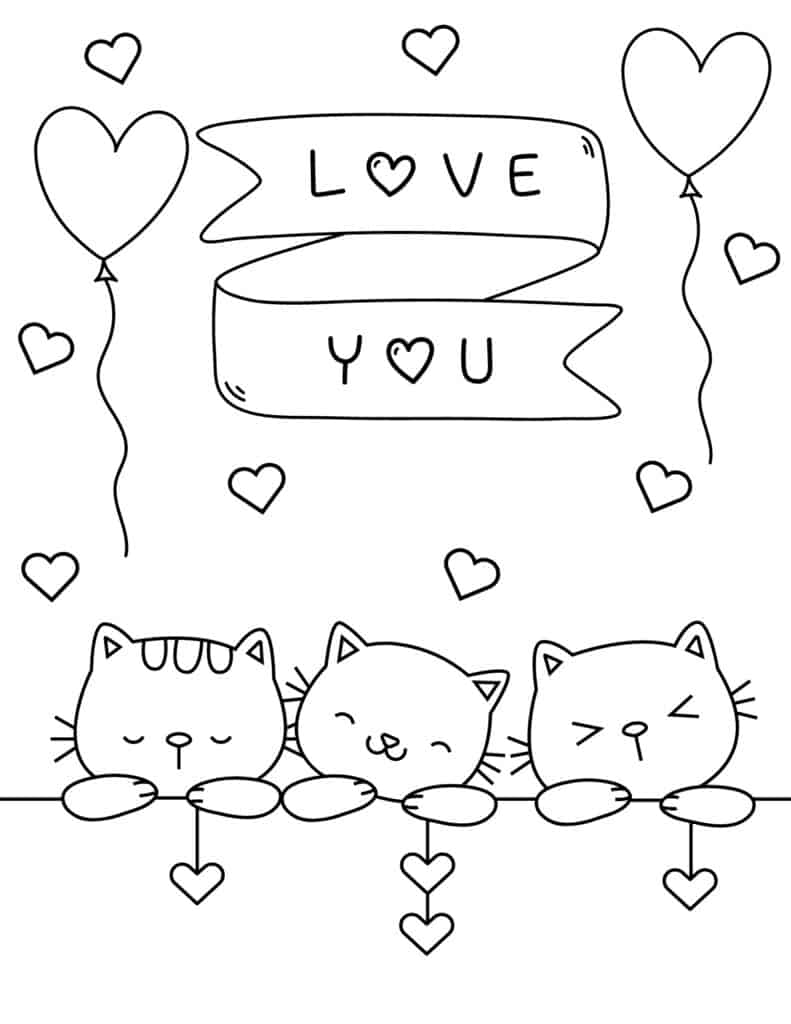 3 cats coloring page