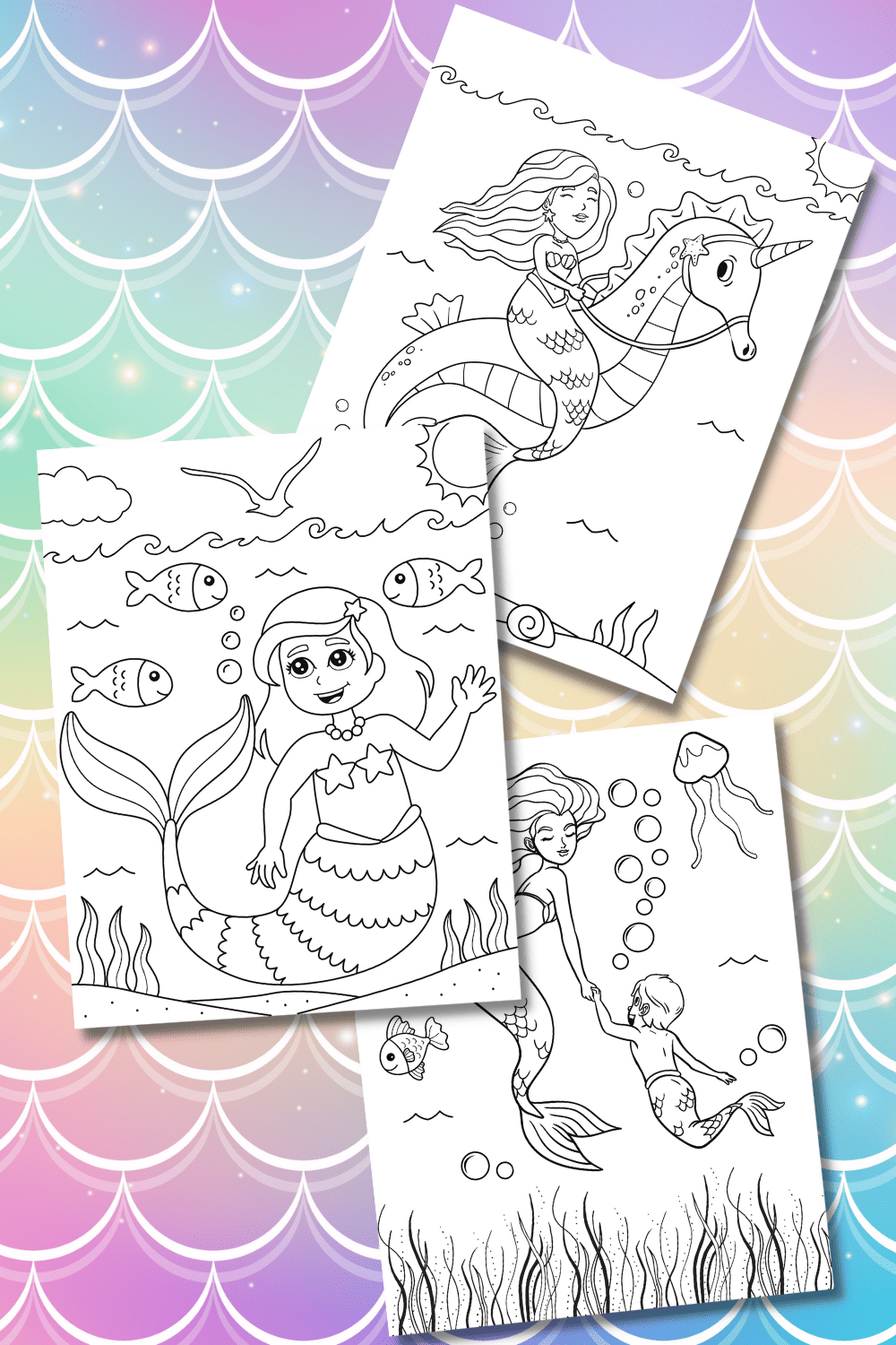 Mermaid Coloring Book, 25 Printable Beautiful Mermaid Coloring Pages For  Kids