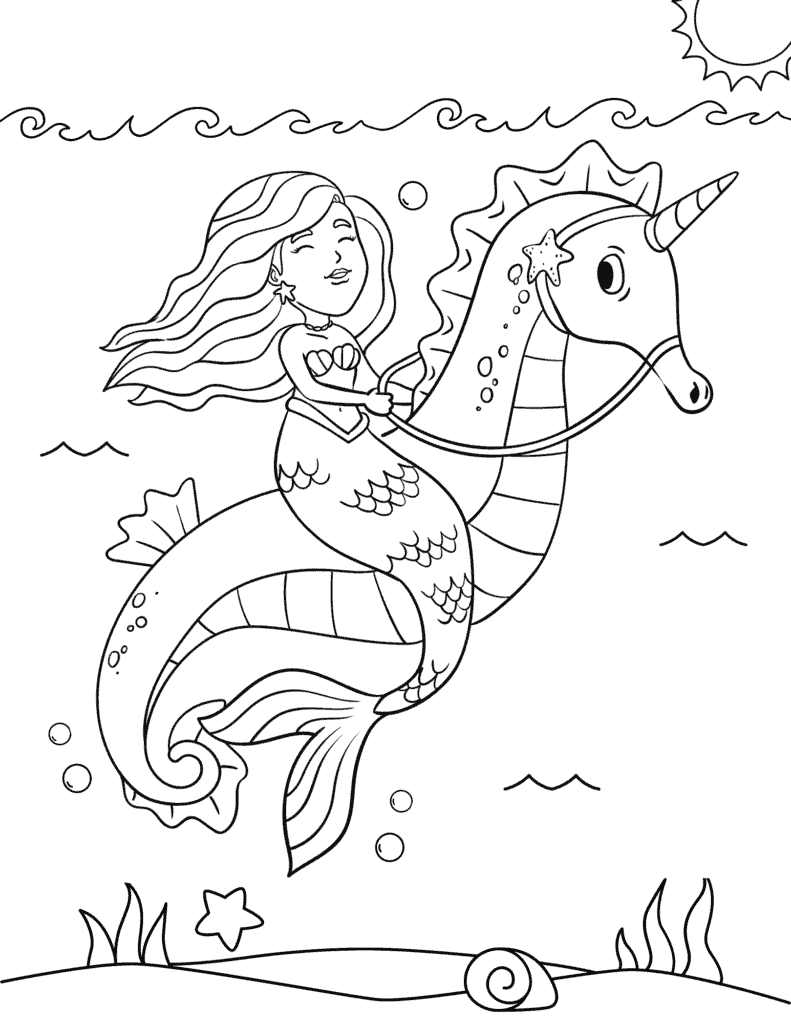 mermaid riding seahorse
