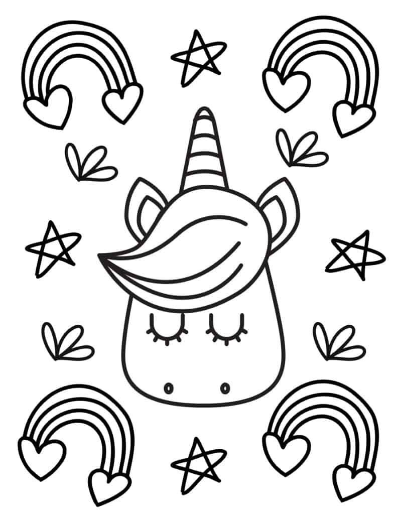 unicorn background coloring page
