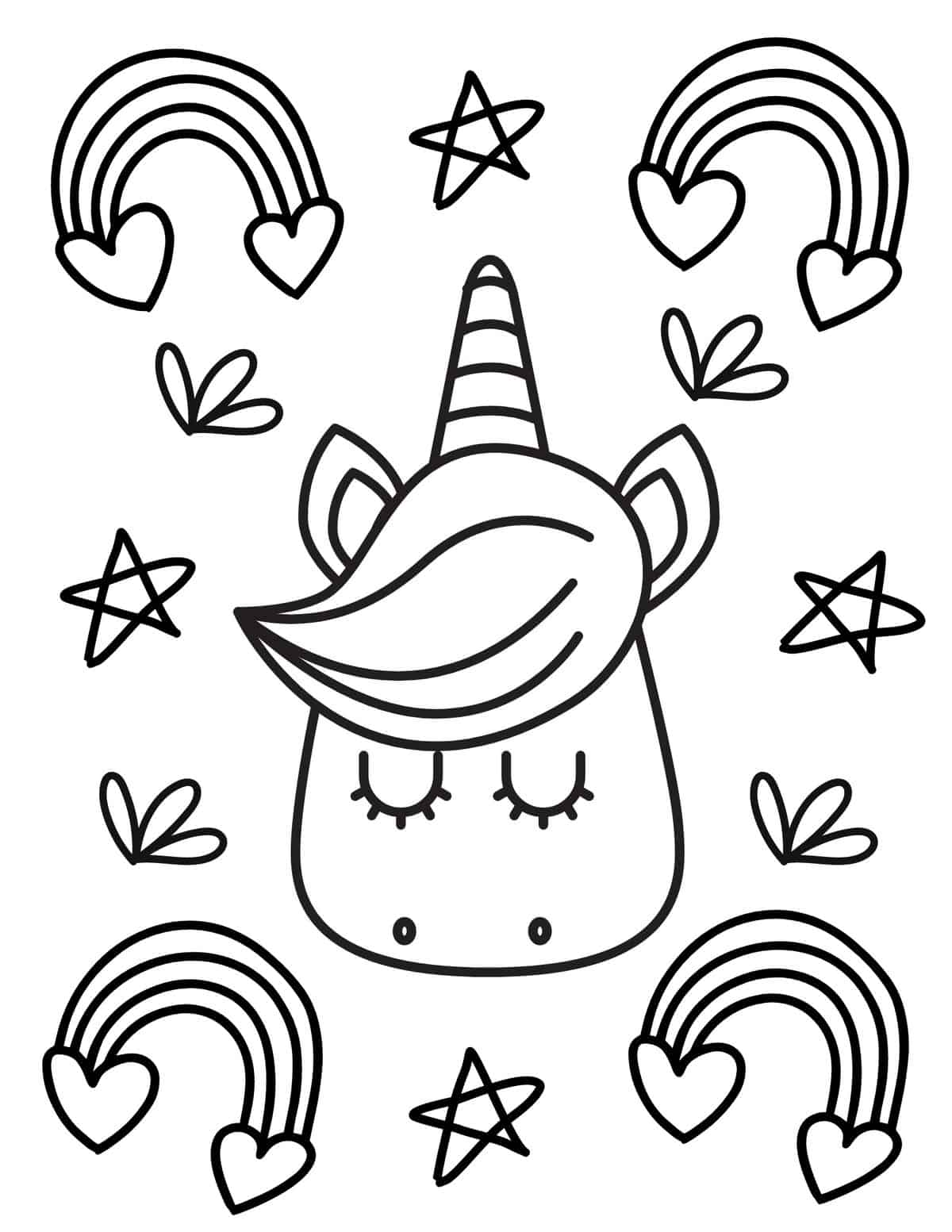 unicorn background coloring page