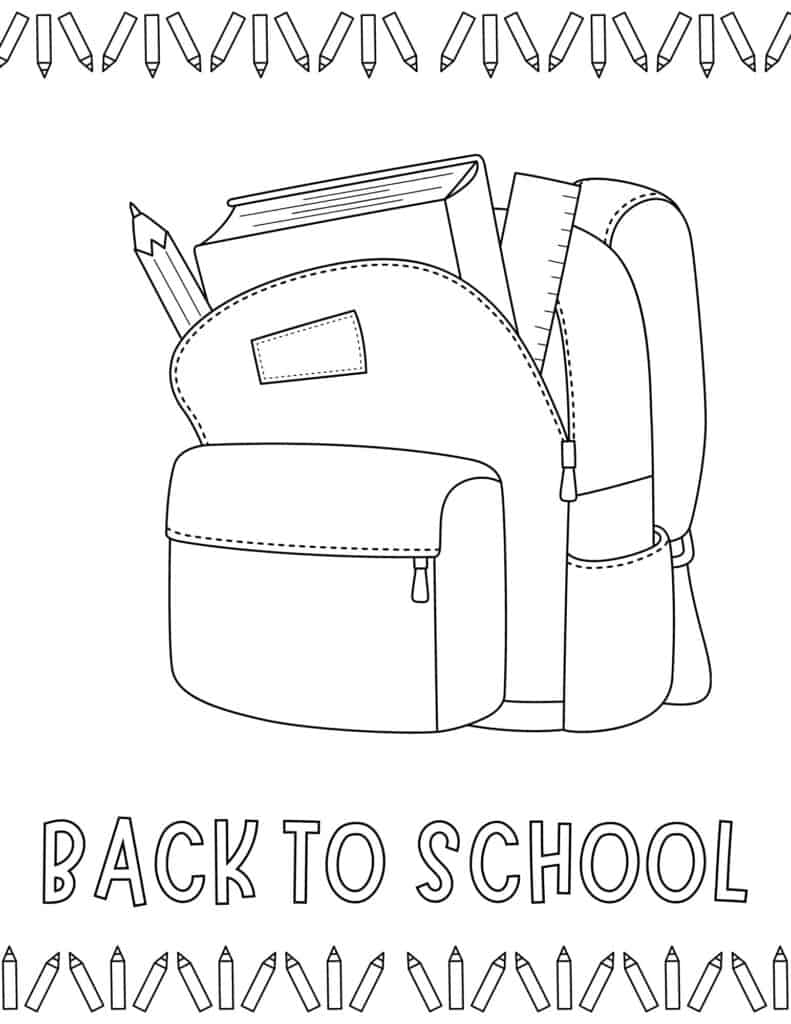 back to school backpack coloring page