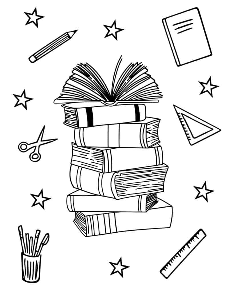 school books coloring page