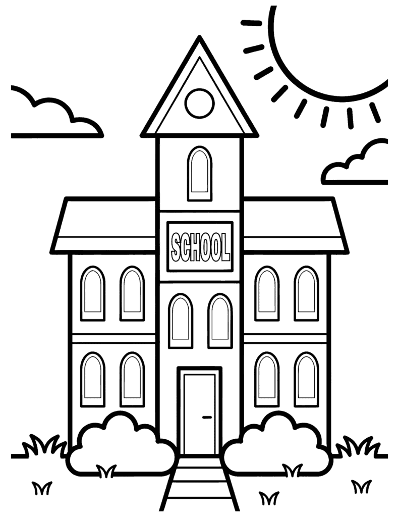 schoolhouse coloring page