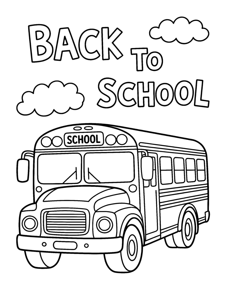 back to school bus coloring page