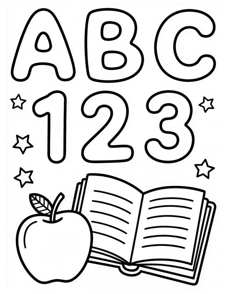 ABC and 123 coloring page