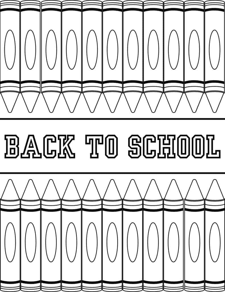 back to school crayons coloring page