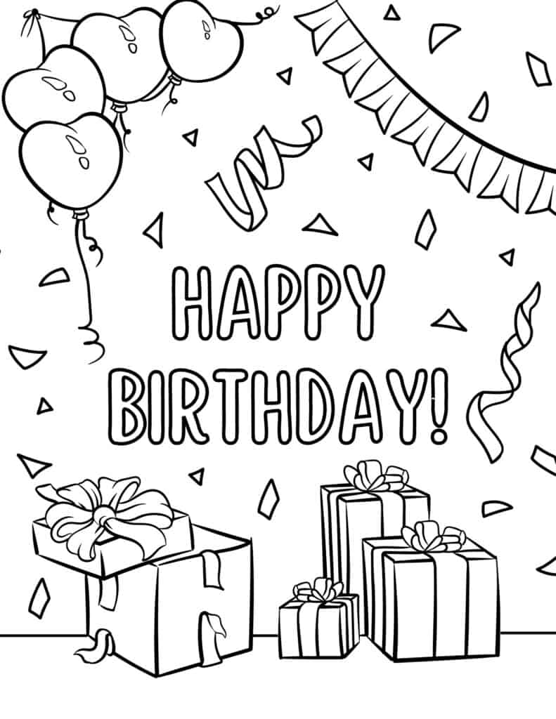 birthday present coloring page