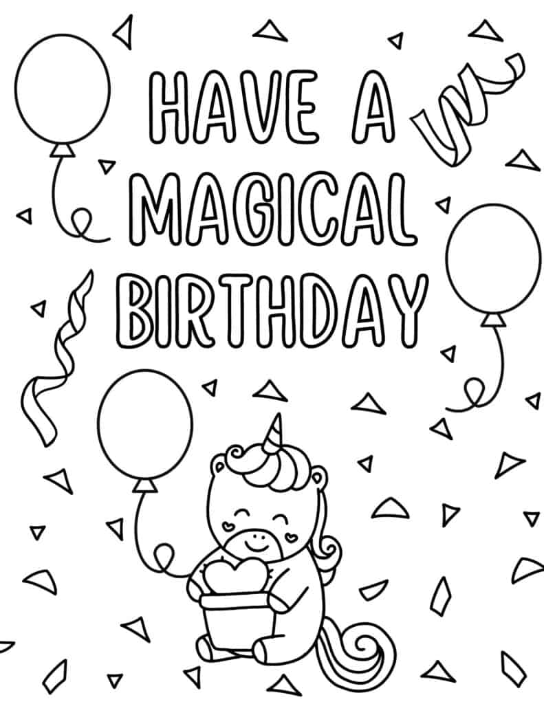 have a magical birthday unicorn coloring page