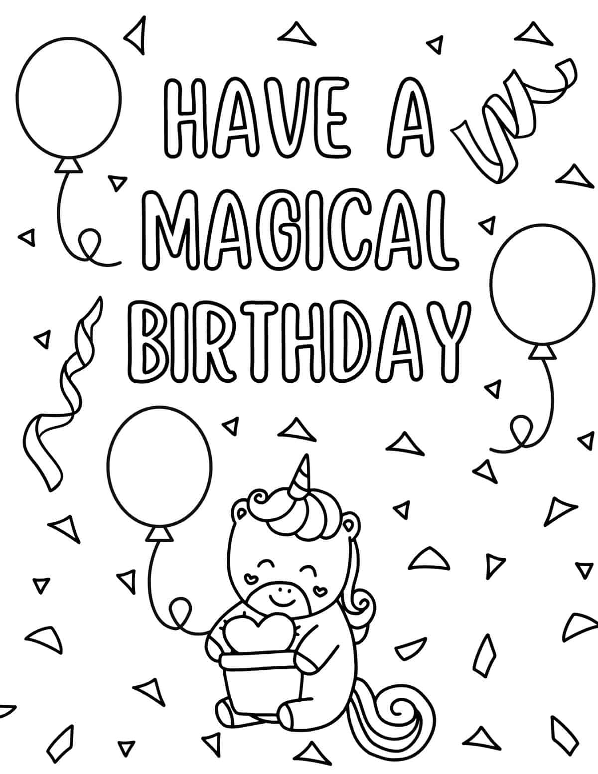 have a magical birthday unicorn coloring page