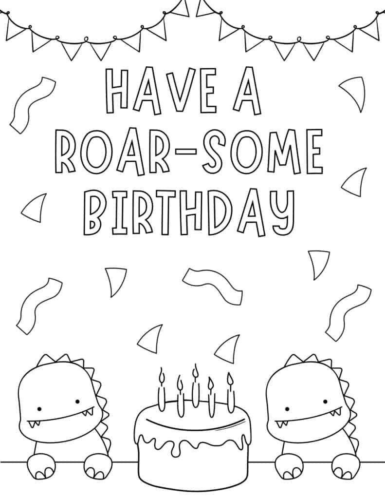 dinosaur birthday coloring page