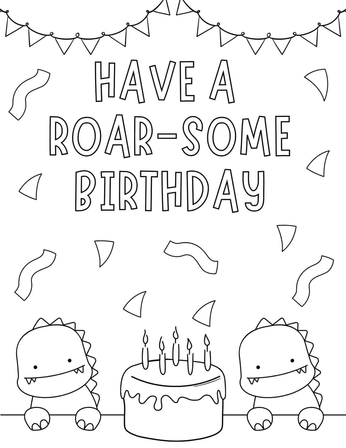 dinosaur birthday coloring page