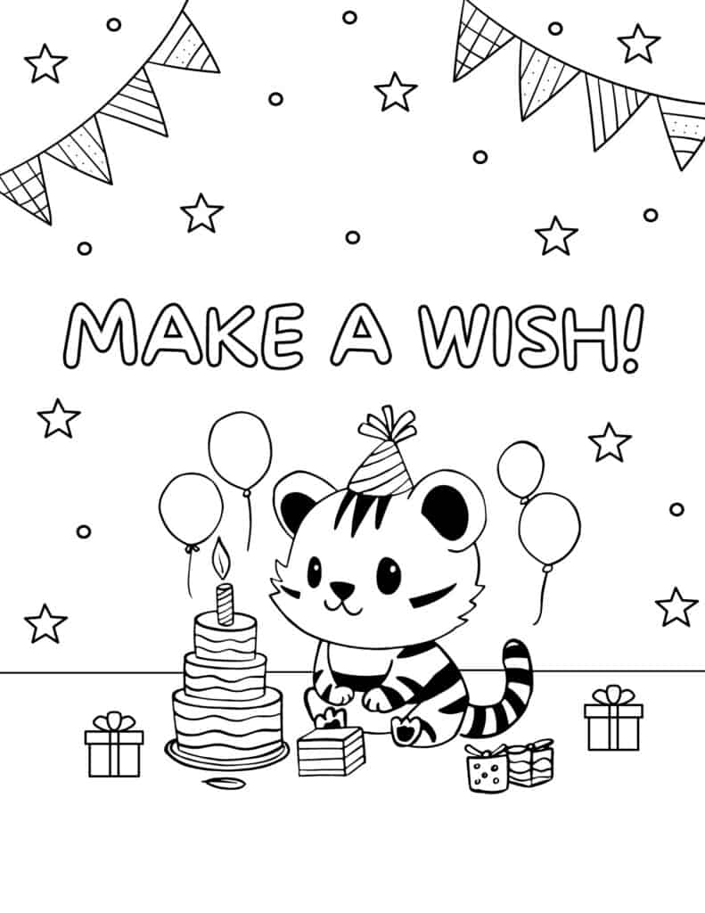 make a wish tiger coloring page