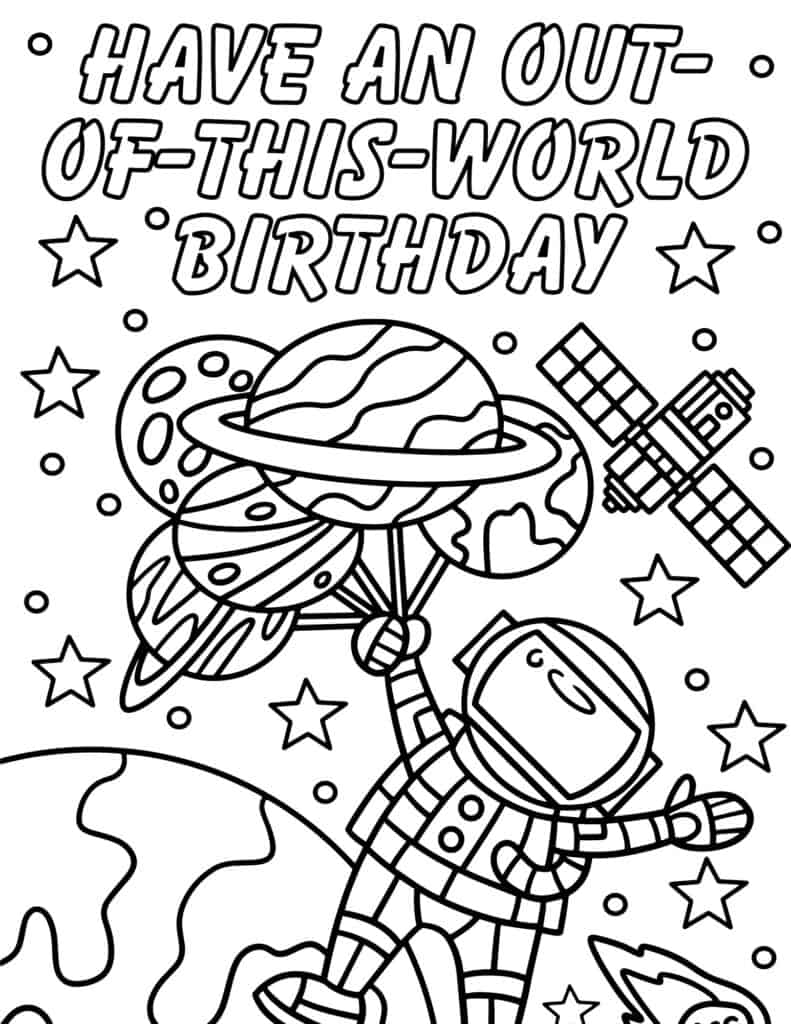 have an out of this world birthday coloring page
