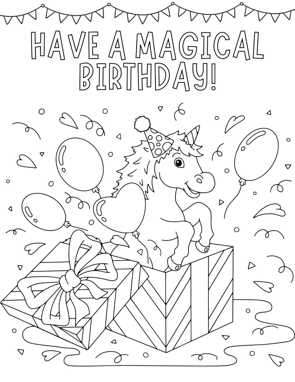 unicorn jumping out of birthday present
