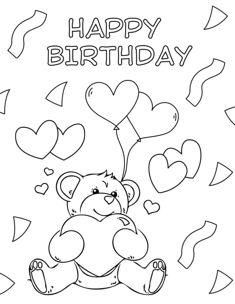 teddy bear holding a heart and balloons