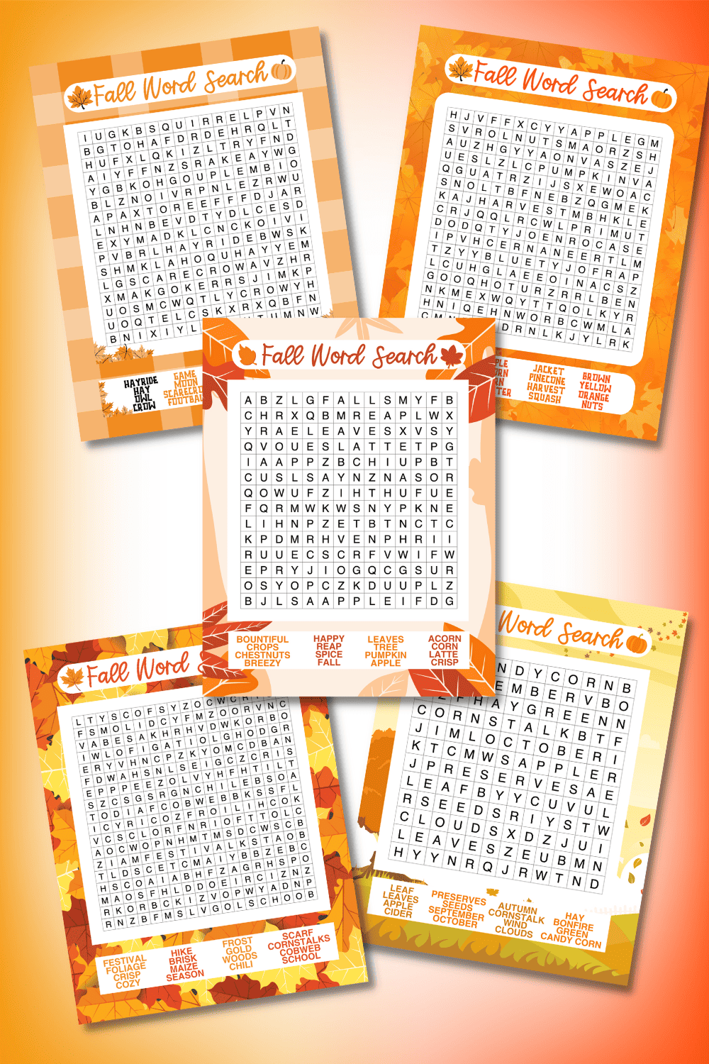 fall word search printables
