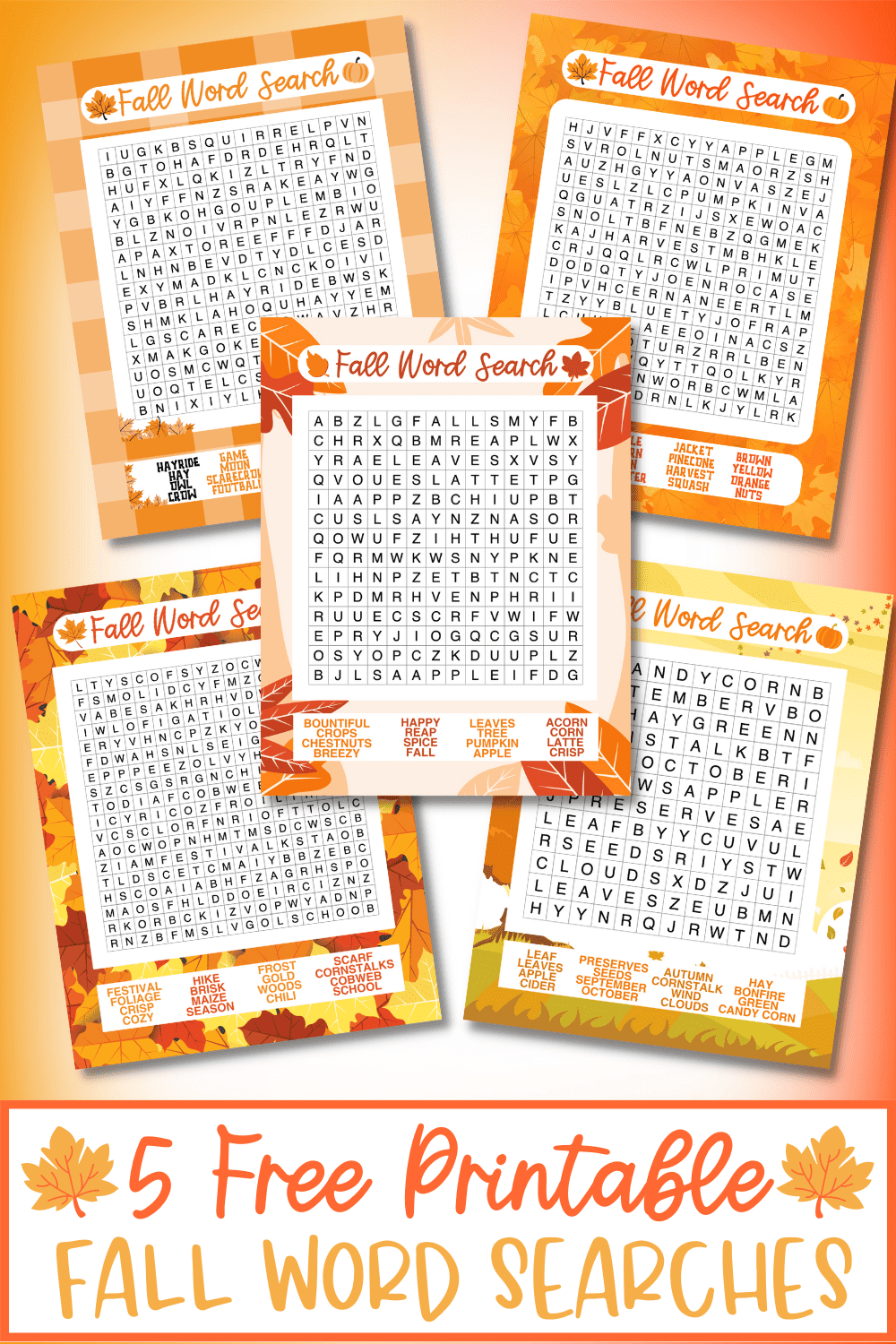 free fall word search printables