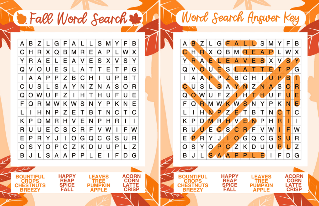  printable word puzzle and answer key