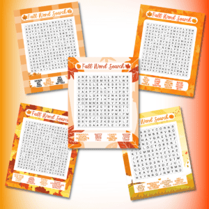 fall word search printables