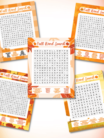 fall word search printables