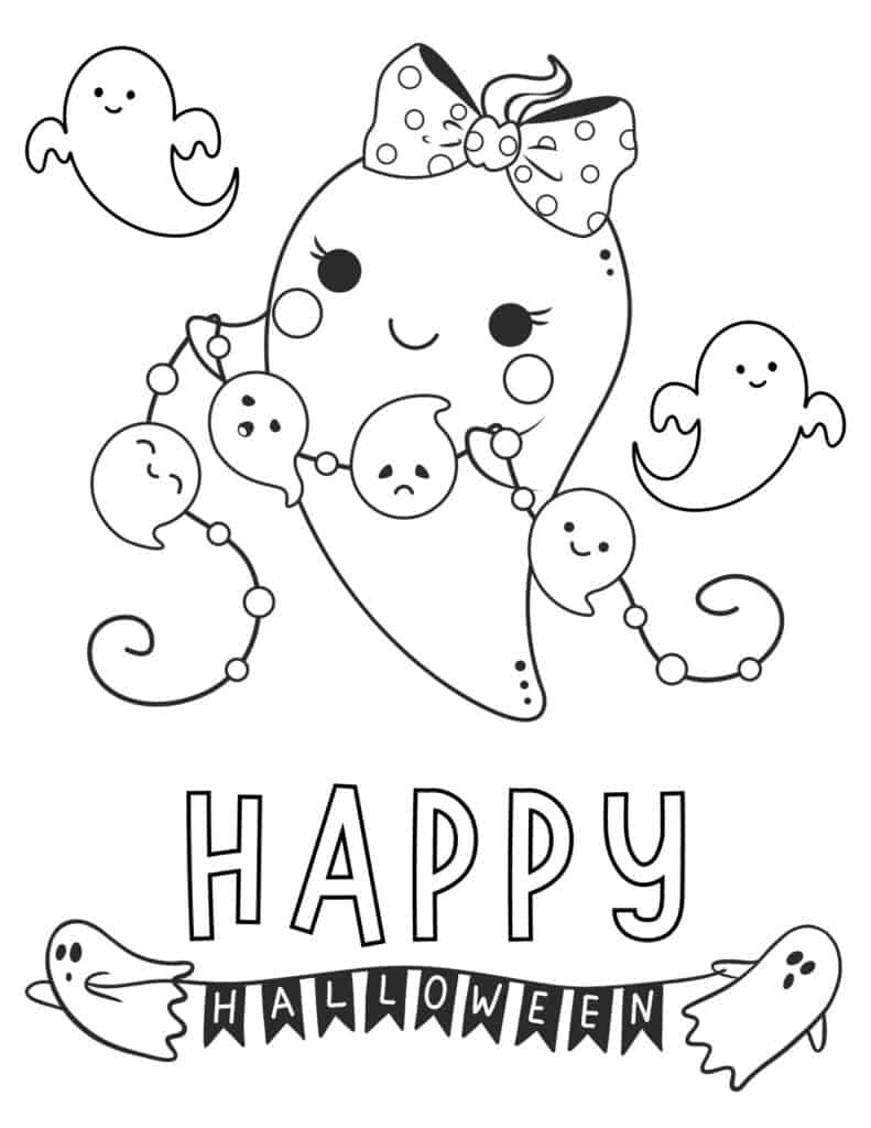 happy halloween ghost with garland