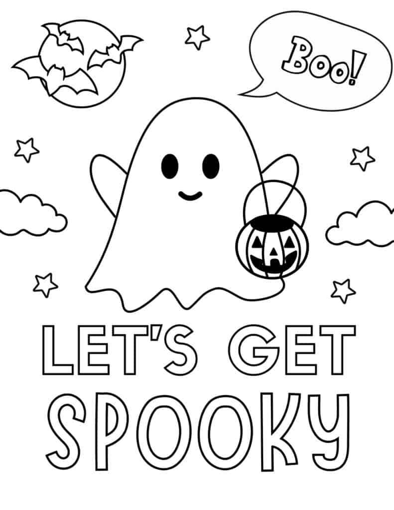 happy ghost coloring page