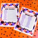 Halloween word scramble game