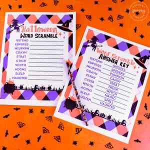 Halloween word scramble game