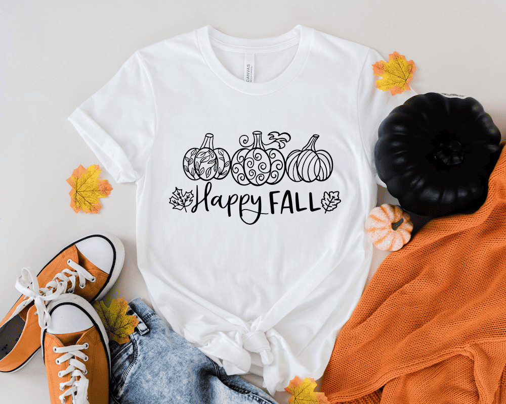happy fall pumpkins t-shirt 