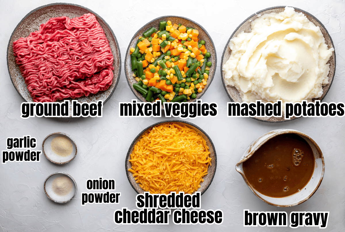 ingredients for easy shepherd's pie
