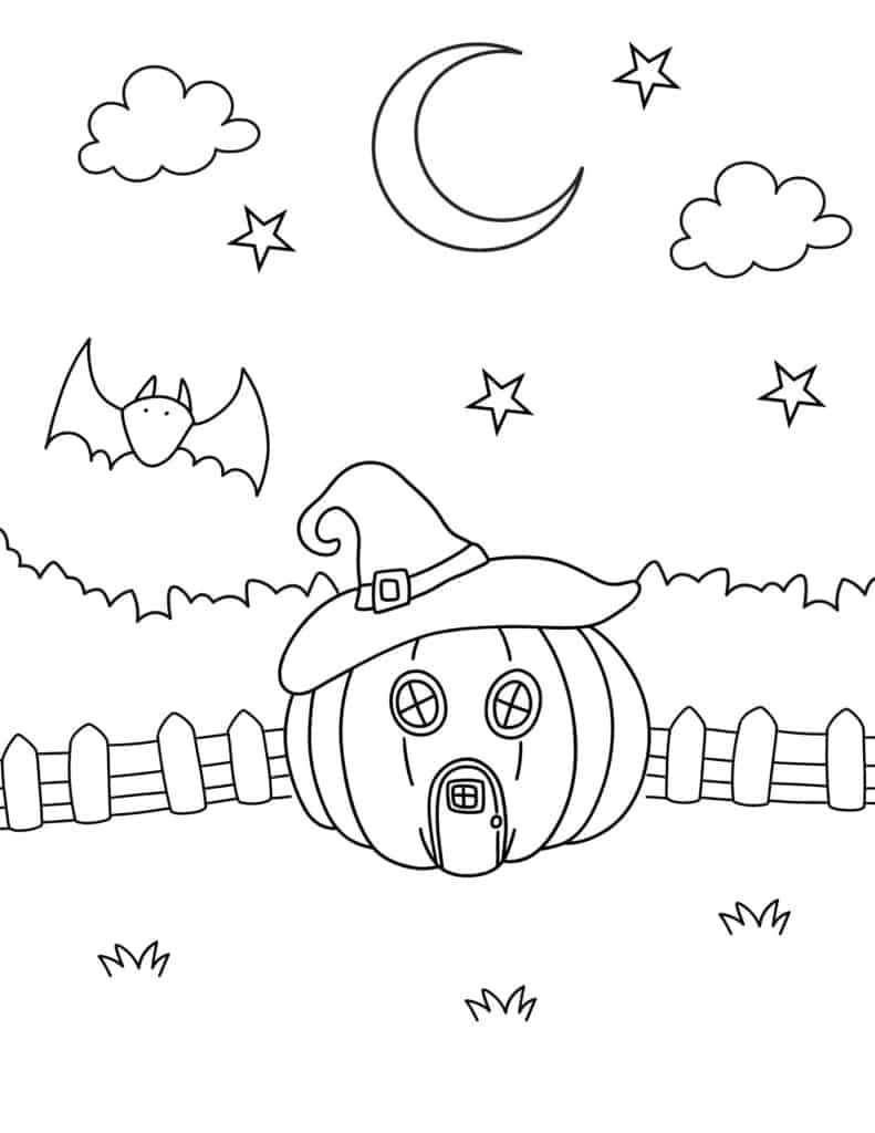pumpkin fairy house coloring page