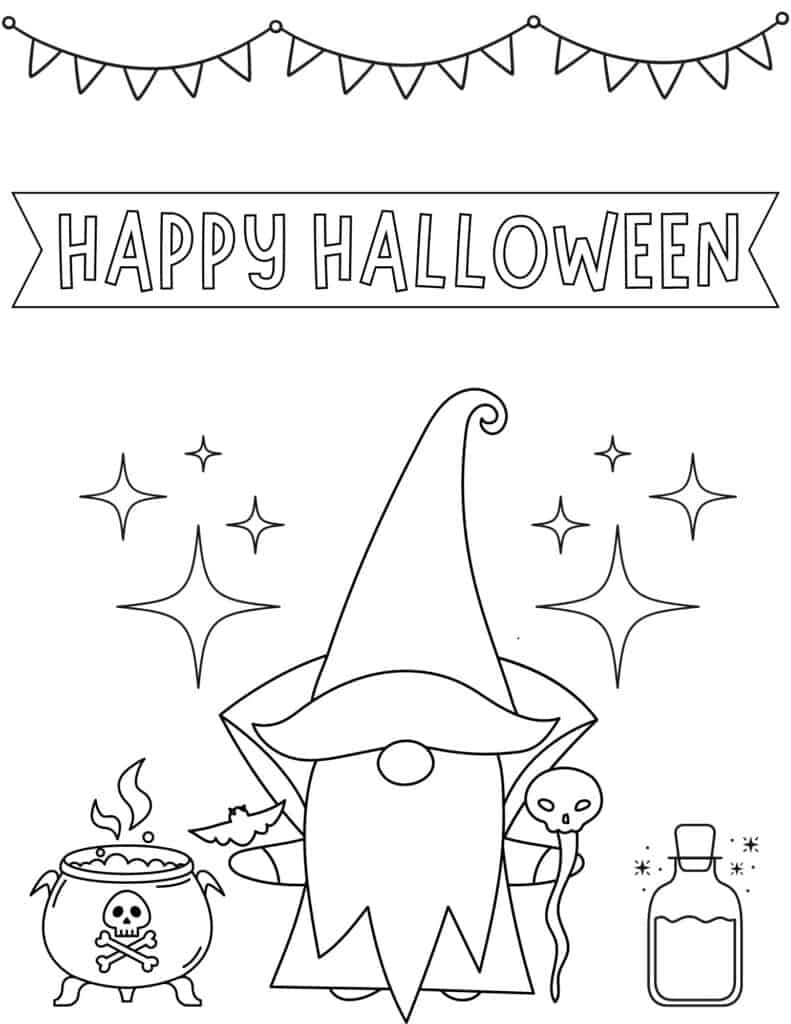 witch gnome coloring page