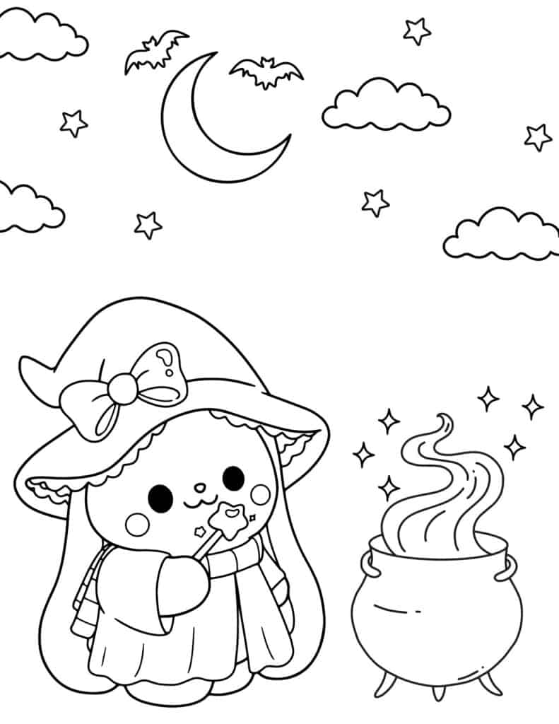 kitty witch coloring page