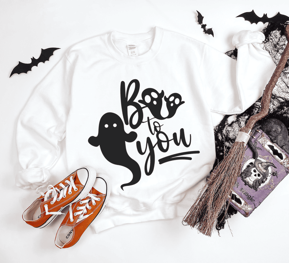 boo to you design on sweatshirt