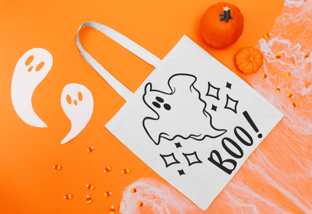 boo ghost tote bag